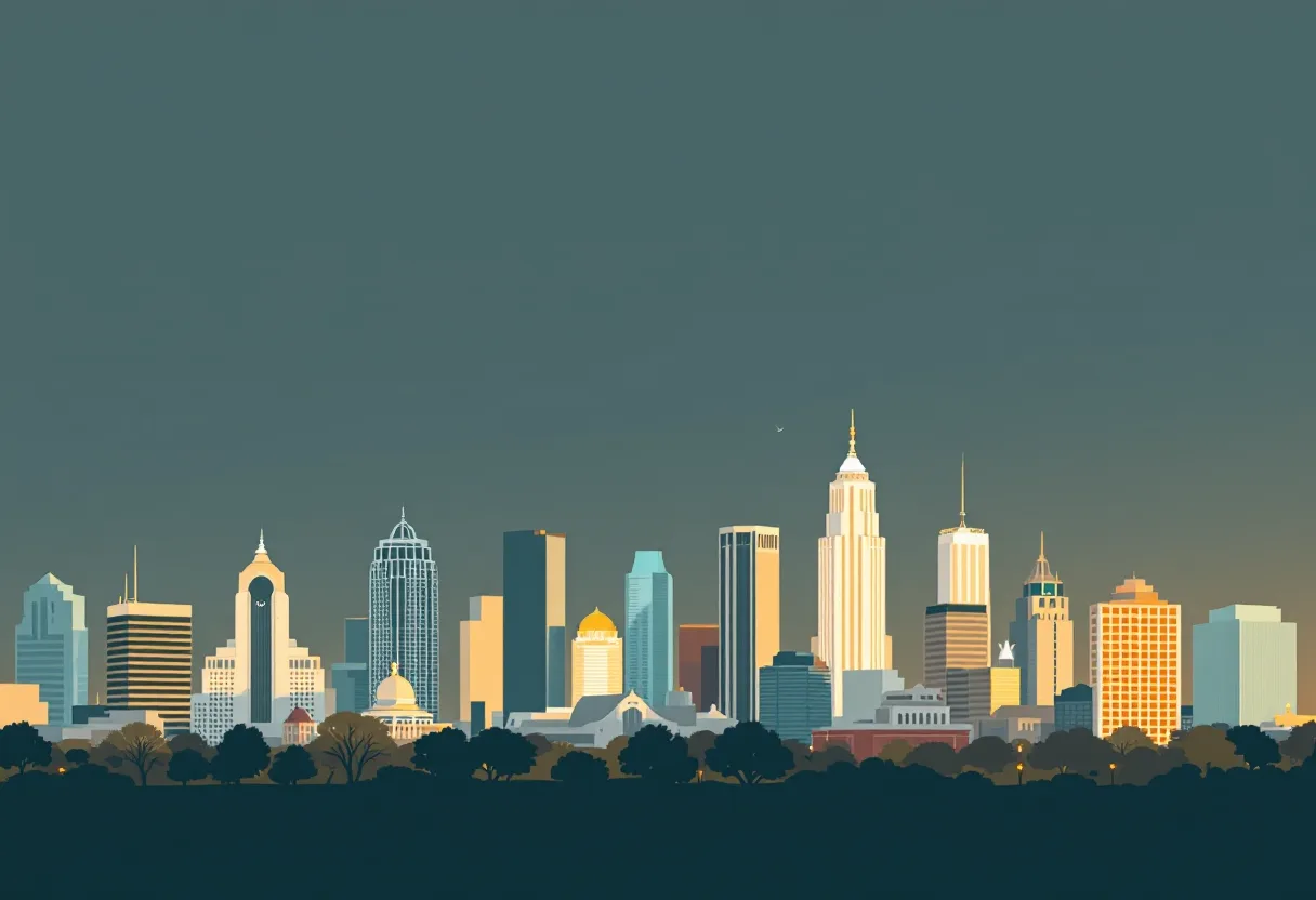 Flat illustration of the Austin city skyline