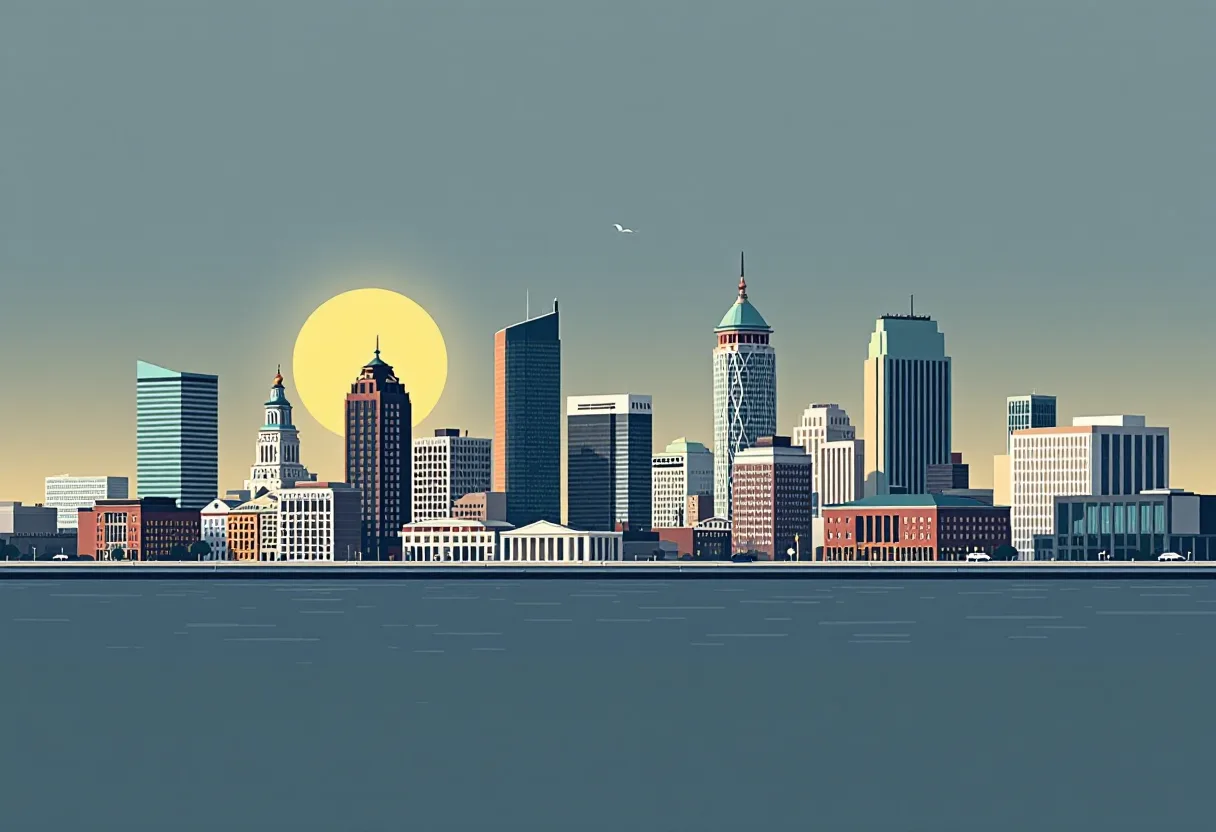 Flat illustration of the Boston city skyline