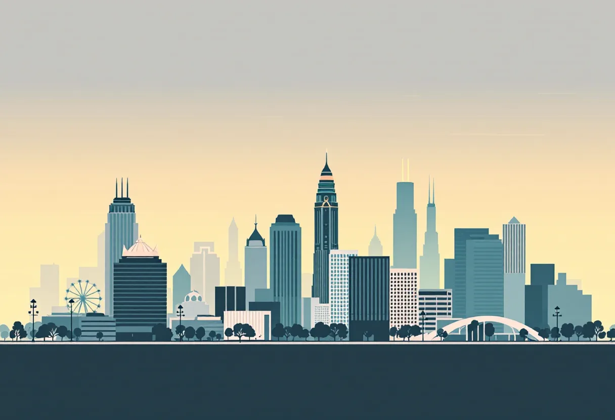 Flat illustration of the Charlotte city skyline