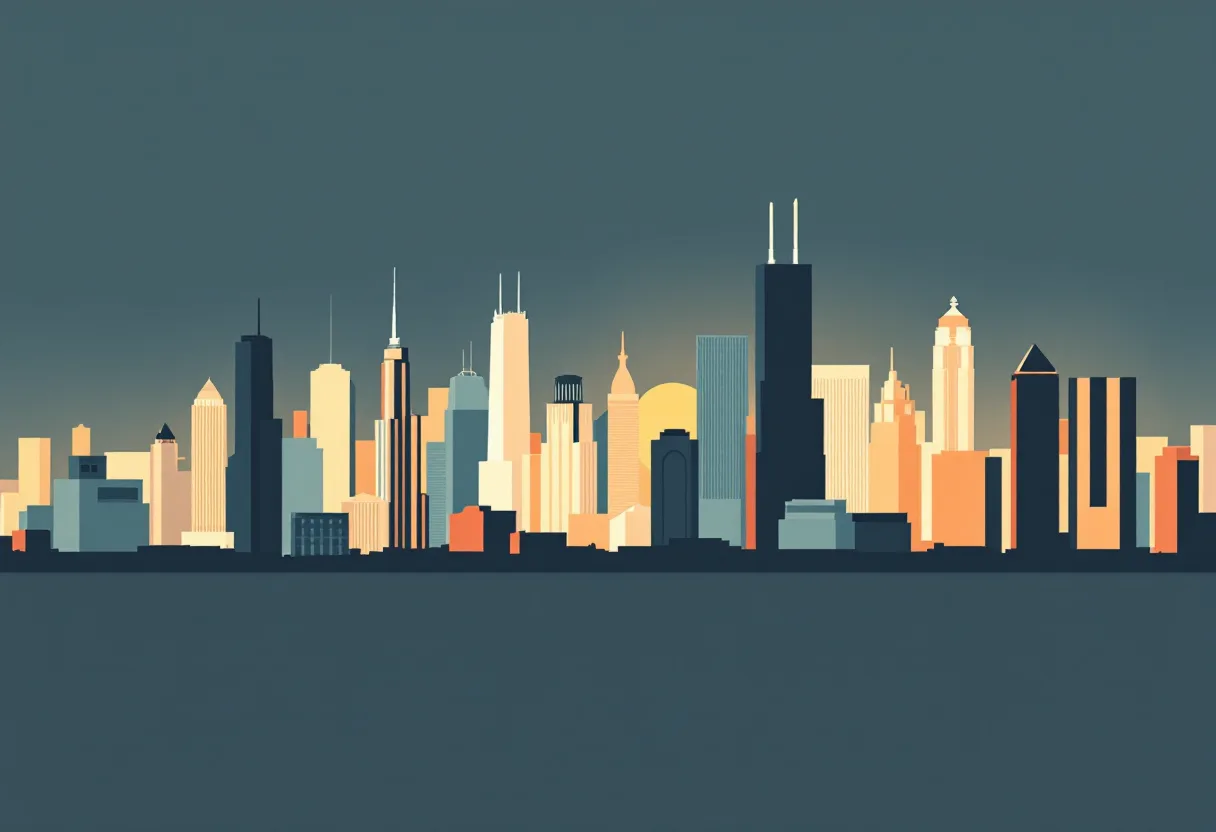 Flat illustration of the Chicago city skyline