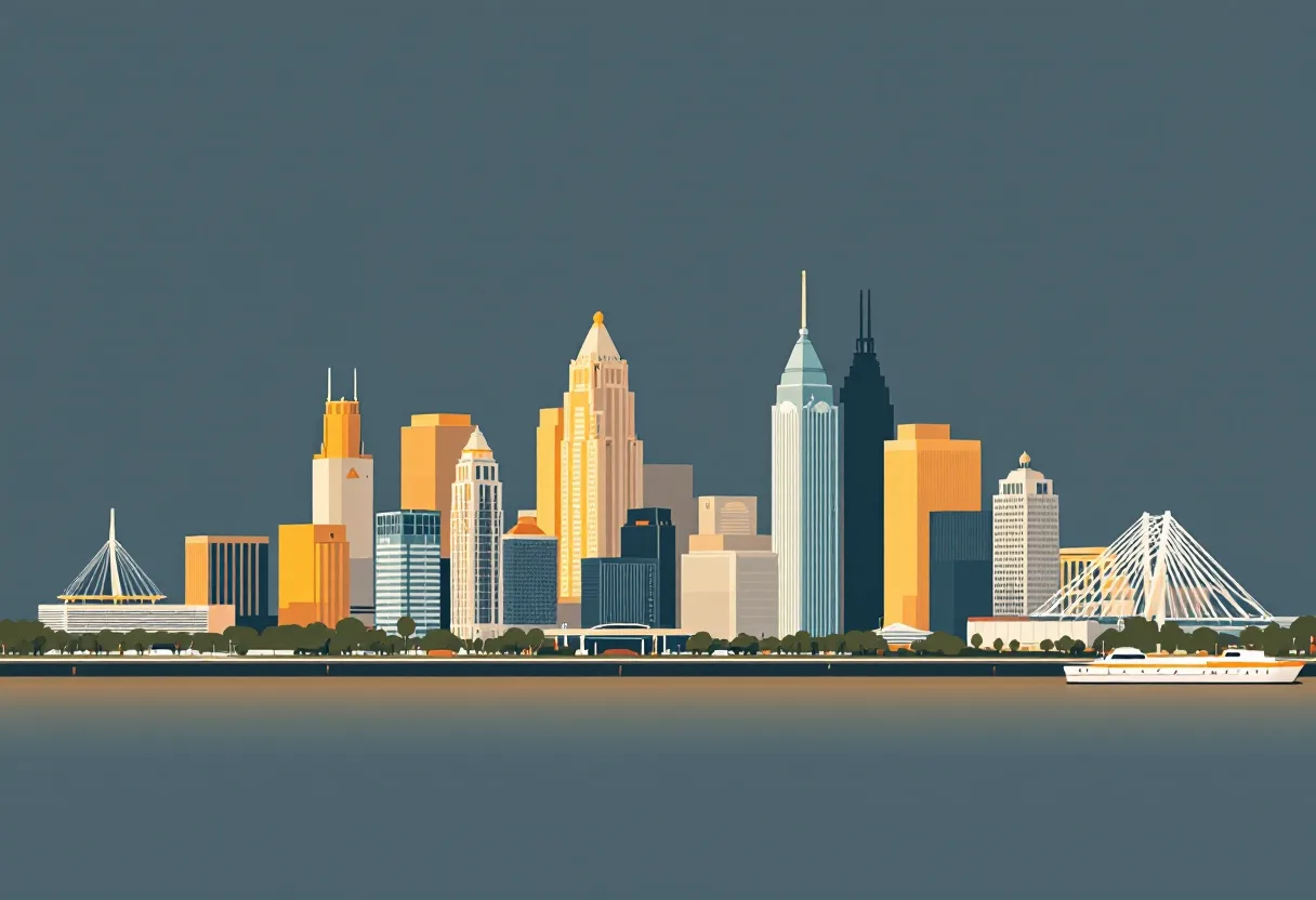Flat illustration of the Cincinnati city skyline