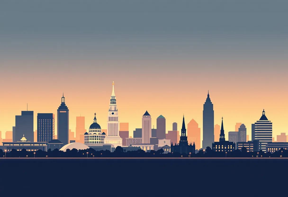 Flat illustration of the Cleveland city skyline