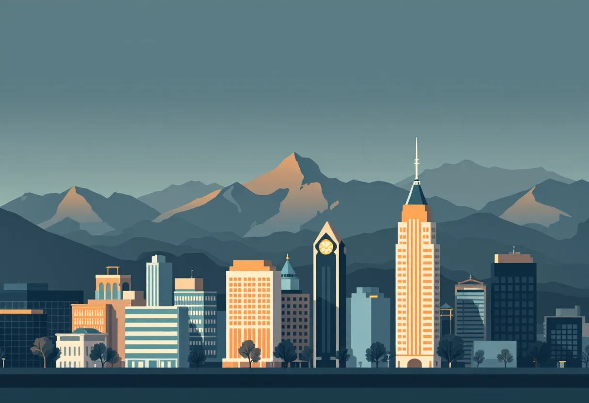 Flat illustration of the Colorado Springs city skyline