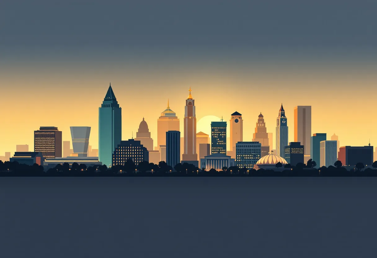Flat illustration of the Columbus city skyline