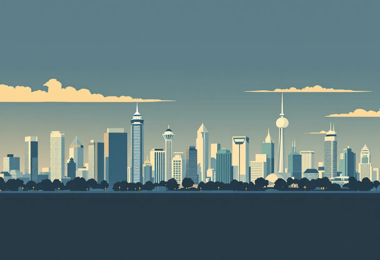 Flat illustration of the Dallas city skyline