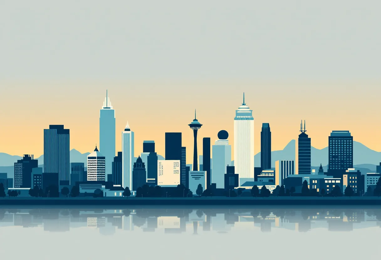 Flat illustration of the Denver city skyline