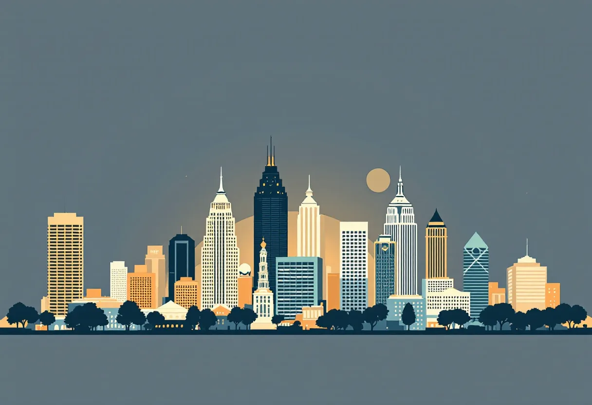 Flat illustration of the Fort Worth city skyline