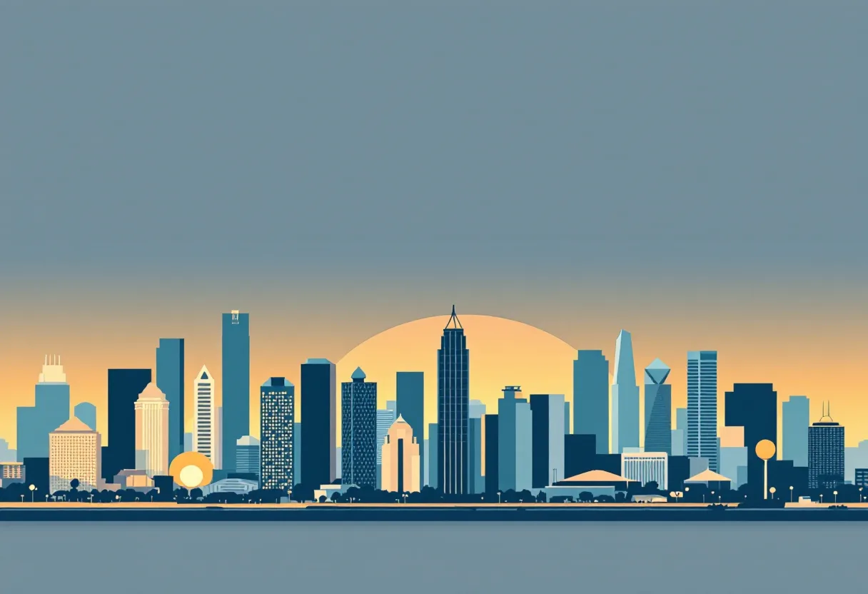 Flat illustration of the Houston city skyline