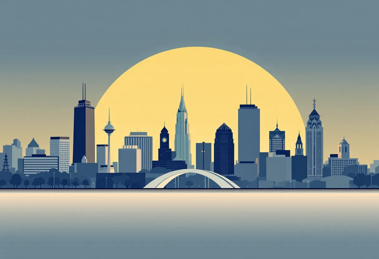 Flat illustration of the Indianapolis city skyline