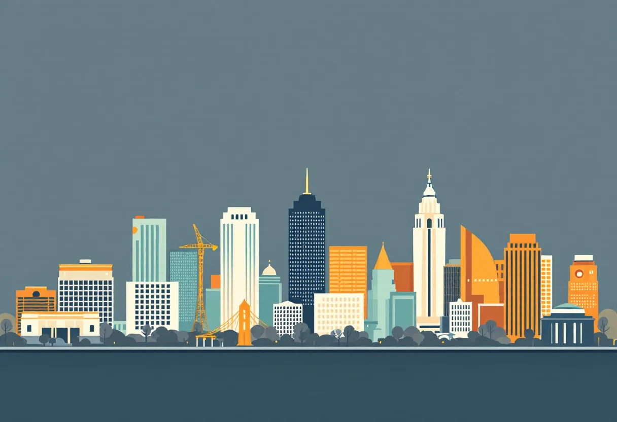 Flat illustration of the Kansas City city skyline