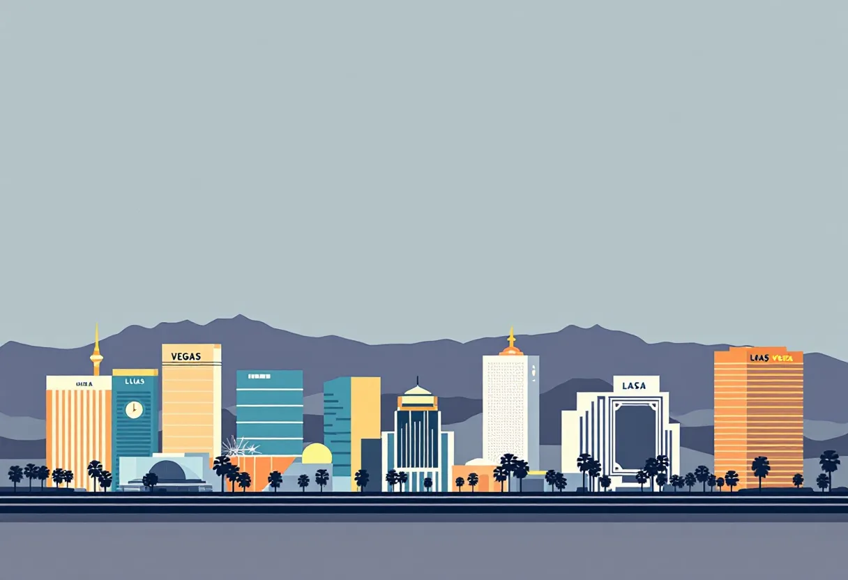 Flat illustration of the Las Vegas city skyline