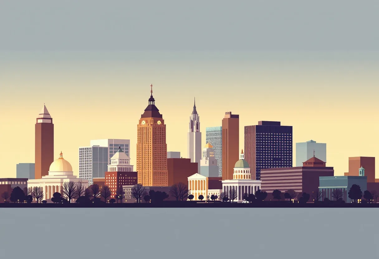Flat illustration of the Louisville city skyline