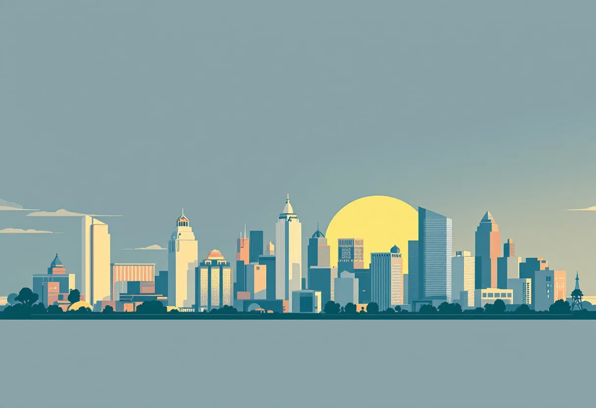 Flat illustration of the Minneapolis city skyline