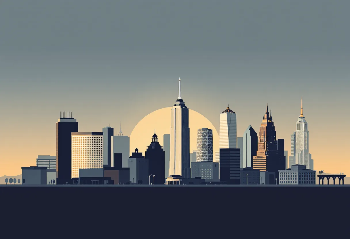 Flat illustration of the Nashville city skyline