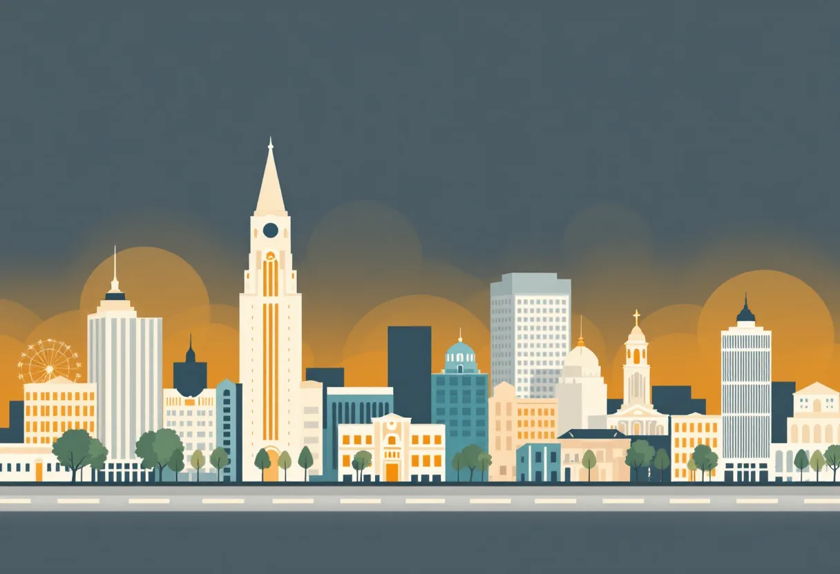 Flat illustration of the New Orleans city skyline