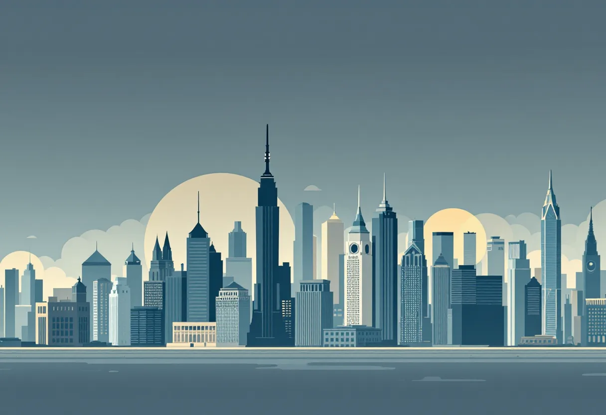 Flat illustration of the New York city skyline