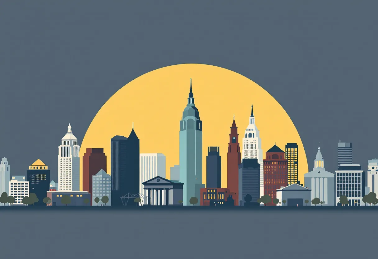 Flat illustration of the Philadelphia city skyline