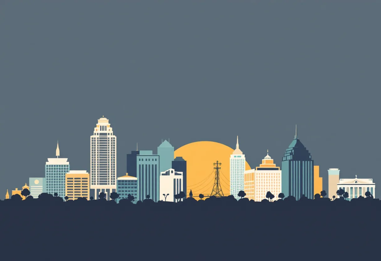 Flat illustration of the Raleigh city skyline