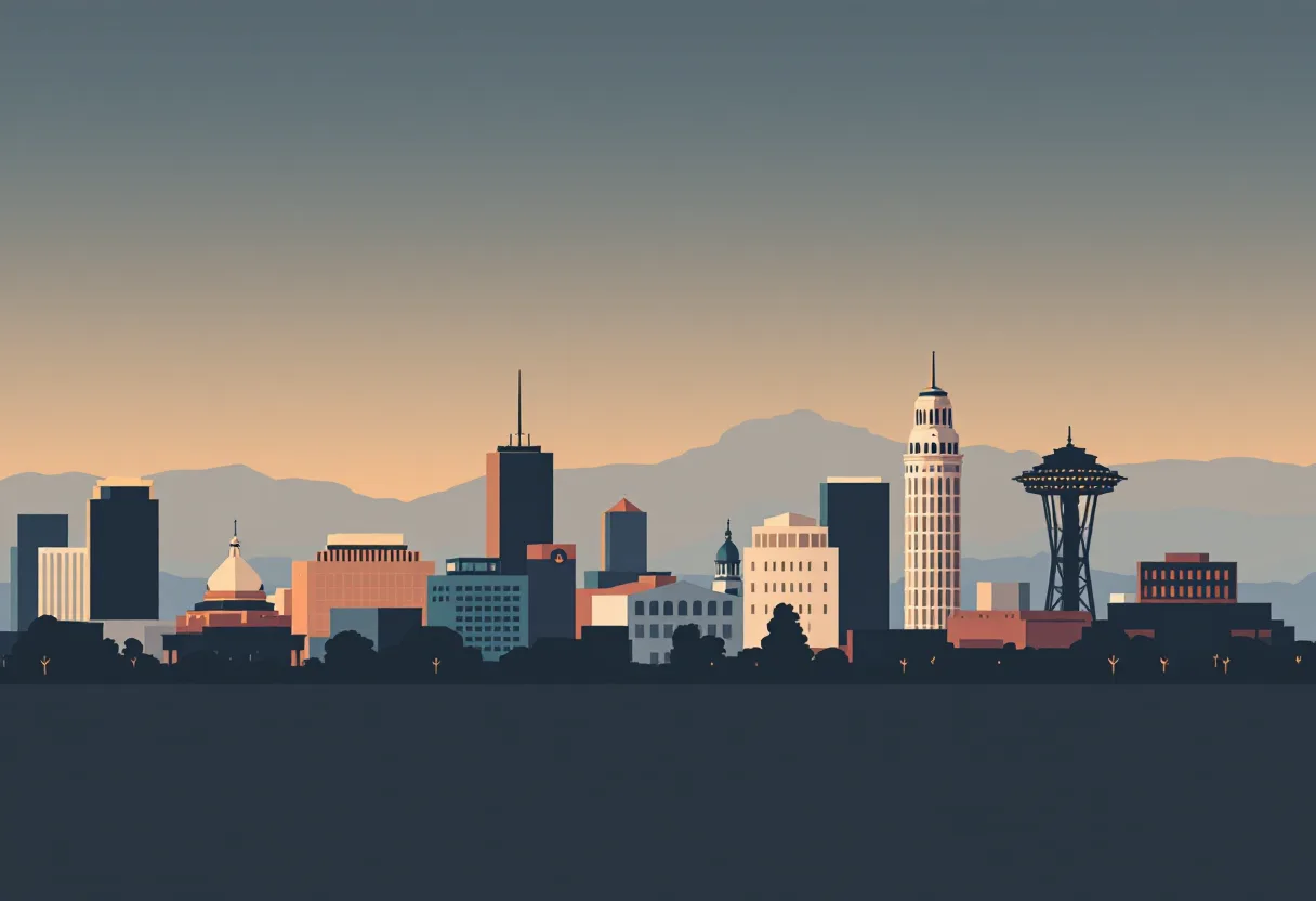 Flat illustration of the Sacramento city skyline