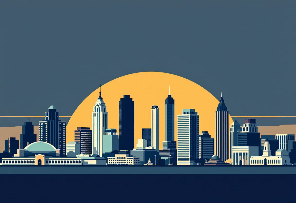 Flat illustration of the San Antonio city skyline