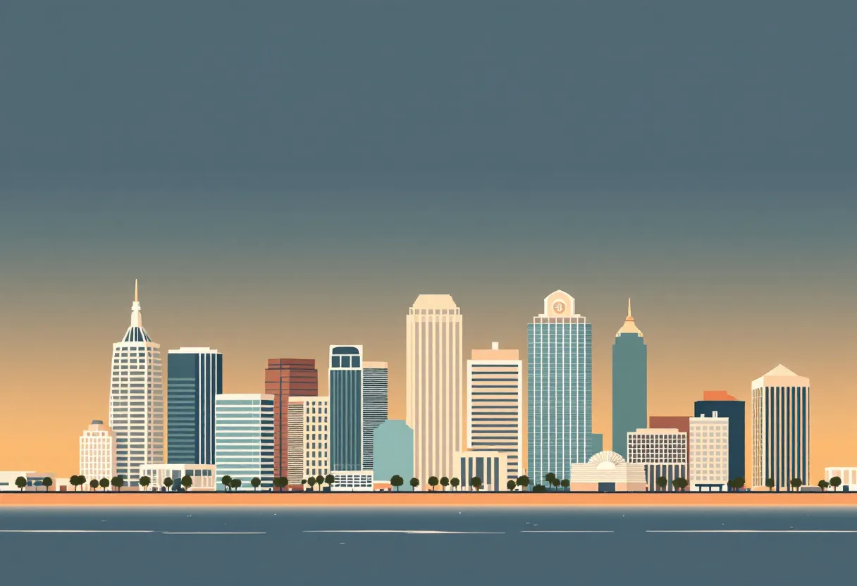 Flat illustration of the San Diego city skyline