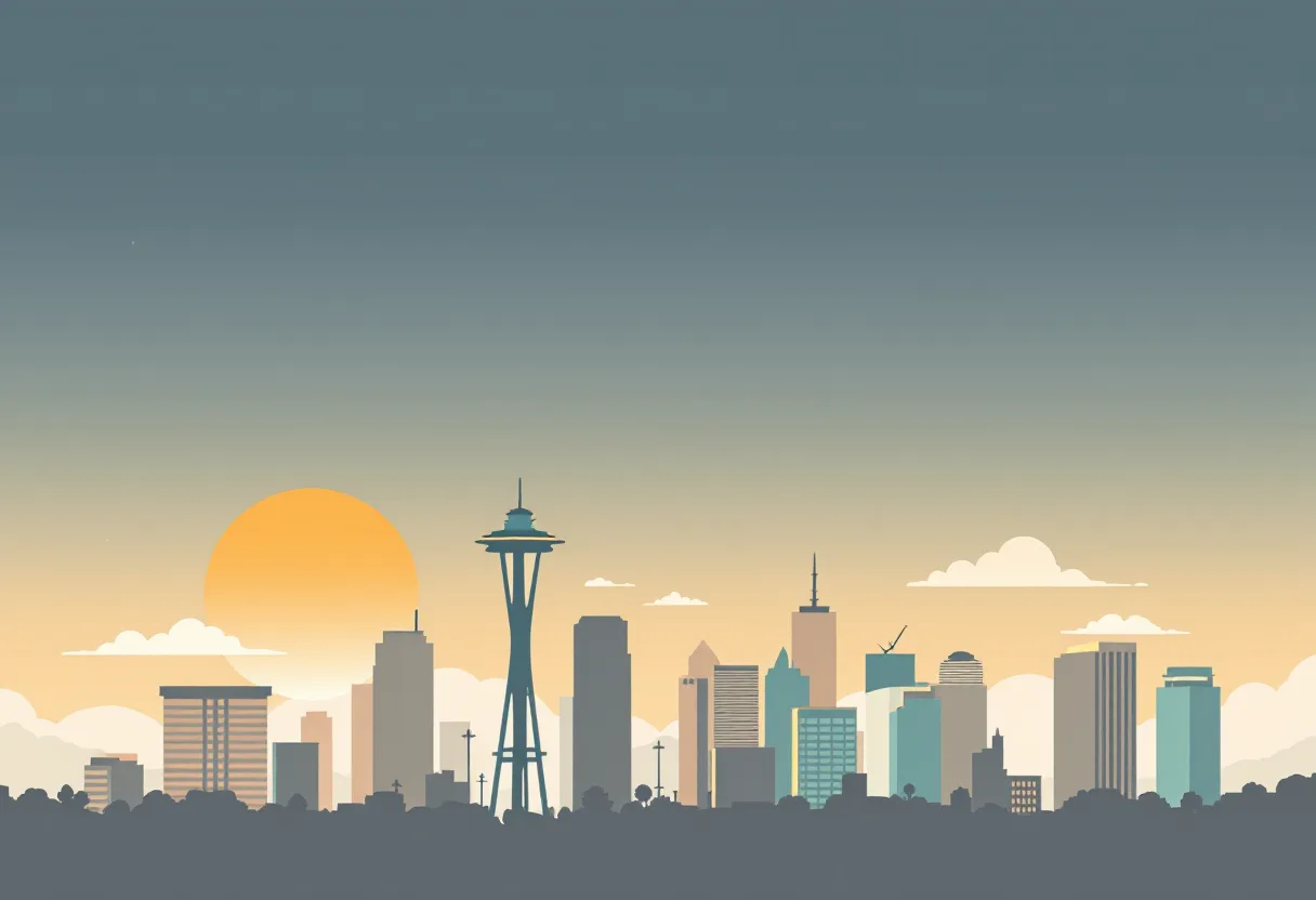 Flat illustration of the Seattle city skyline