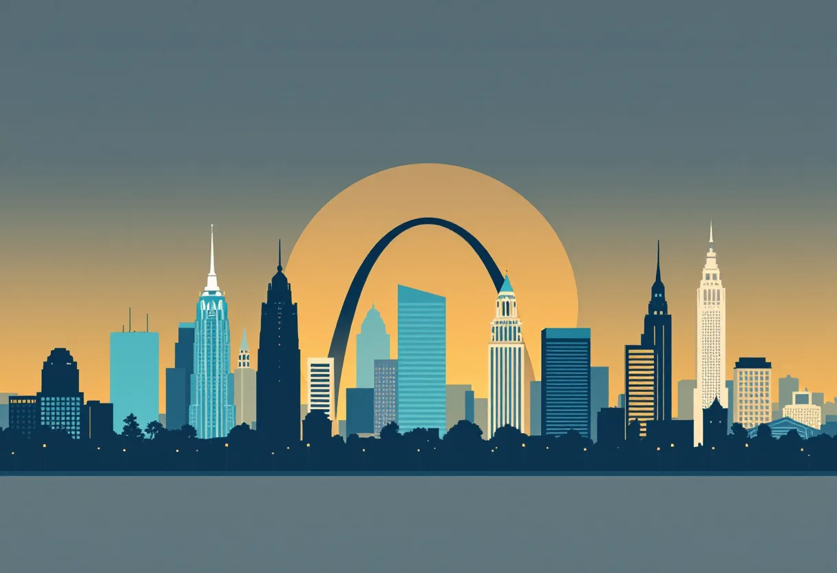 Flat illustration of the St. Louis city skyline