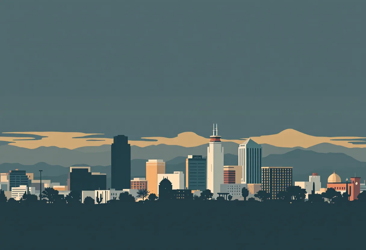 Flat illustration of the Tucson city skyline